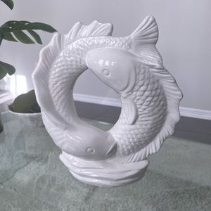 1990s Koi Fish Ceramic Statue, art decor home
